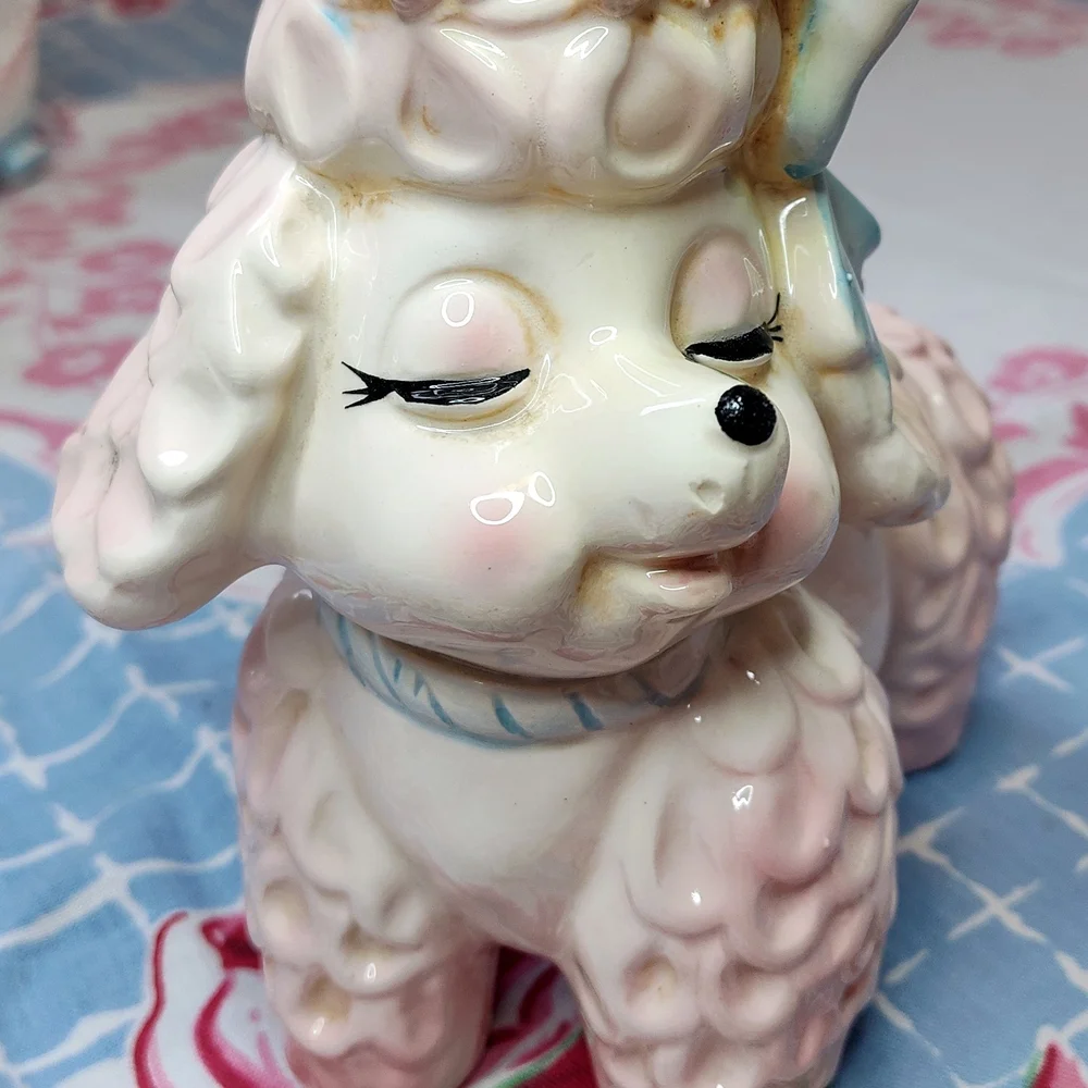 Antique Glazed Ceramic Poodle Planter With Beautiful details, Colors and Charm! - Picture 2 of 7